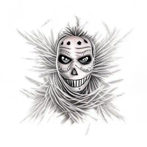 a scarecrow with a tuxedo tattoo design idea