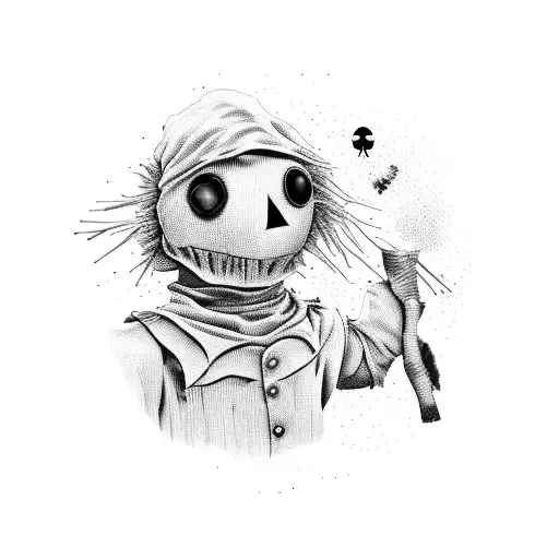 a scarecrow with no face in a tuxedo tattoo design idea