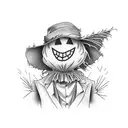 a scarecrow with a tuxedo tattoo design idea