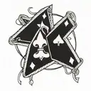 pair of aces tied together by red string tattoo design idea