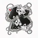 pair of aces tied together by red string tattoo design idea