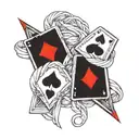 pair of aces tied together by red string tattoo design idea