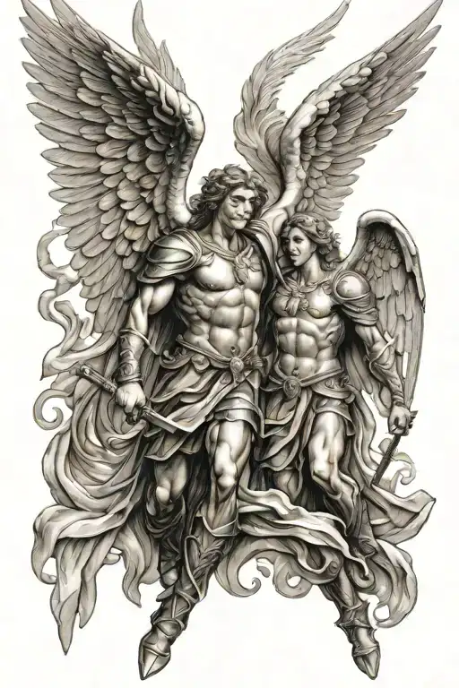 archangel Michael and Gabriel tattoo design idea