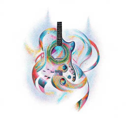 nature guitar tattoo design idea