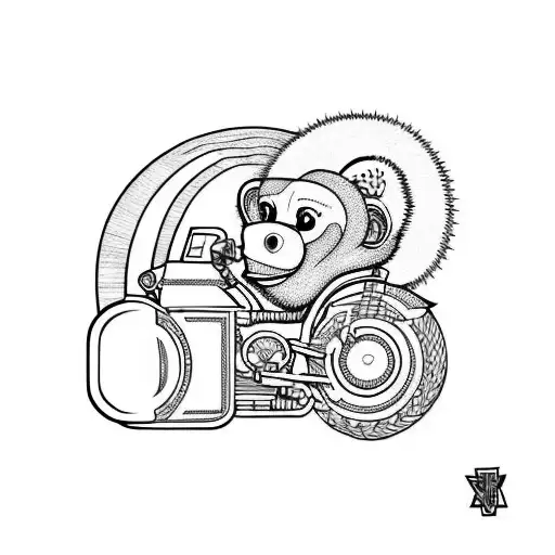 ape with motorcycle  tattoo design idea
