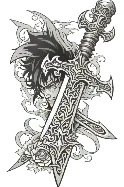 Anime Black Clover Sword wrapped tattoo design idea