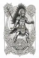 a Aztec warrior on a Mexican pirámide around Kukulkan quetzalcoatl and the background a Aztec calendar june 5th 2004  tattoo design idea