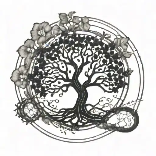 tree of life with dna chain wrapped tattoo design idea
