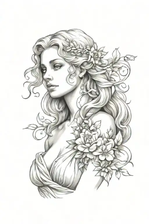 full body Aphrodite realistic beautiful girl shoulder tattoo  tattoo design idea