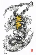 Japanese calligraphy style that says "Strong Bones" tattoo design idea