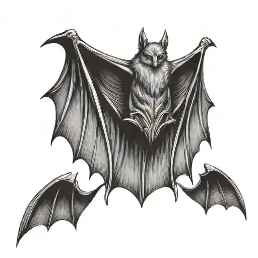 bat wings spread looking forward tattoo design idea