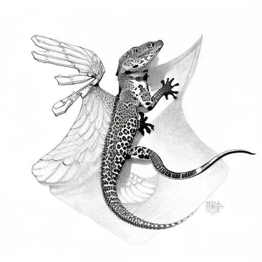 leopard gecko with wings tattoo design idea