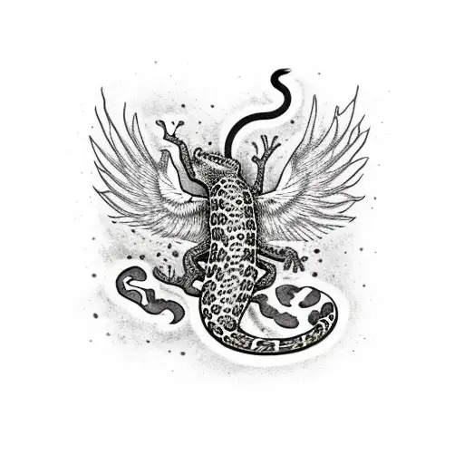 leopard gecko with wings tattoo design idea