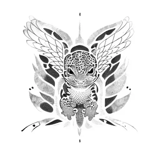 leopard gecko with wings tattoo design idea