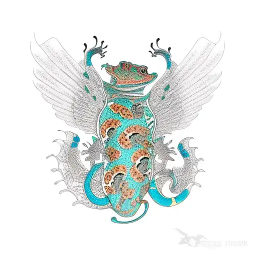 leopard gecko with wings tattoo design idea