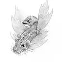 leopard gecko with wings tattoo design idea