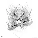 leopard gecko with wings tattoo design idea