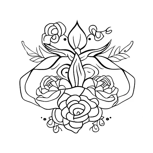 gemini sign with flowers tattoo design idea