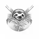 A minimalist tattoo of a sloth hanging from a palm tree, symbolizing the laid-back Pura Vida lifestyle of Costa Rica tattoo design idea