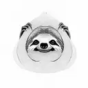 A minimalist tattoo of a sloth hanging from a palm tree, symbolizing the laid-back Pura Vida lifestyle of Costa Rica tattoo design idea