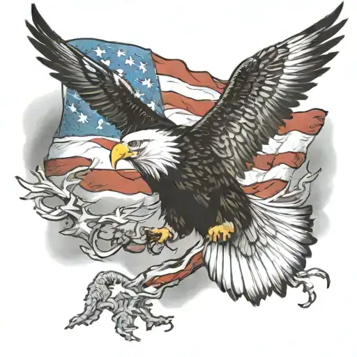 Eagle and American flag tattoo design idea