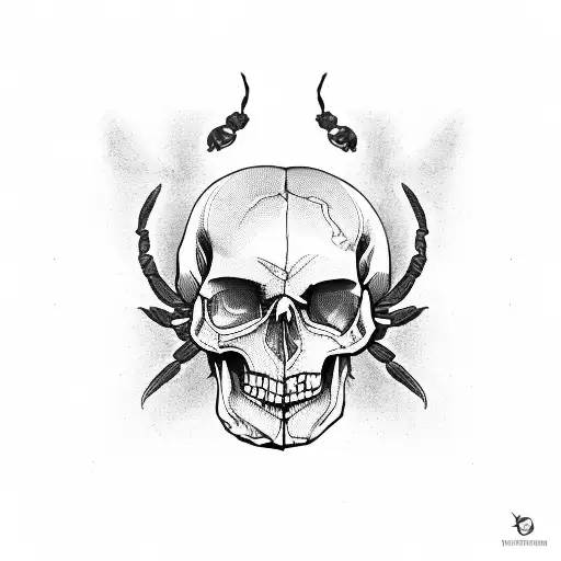Scorpion, skull and time tattoo design idea