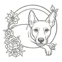 Dead dog memorial tattoo design idea