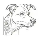 Dead dog memorial tattoo design idea