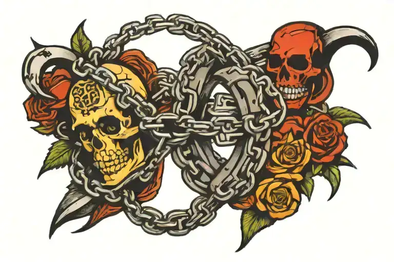 Broken Sword wrapped in chains  tattoo design idea