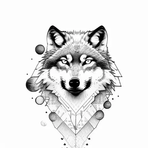 wolf with a full moon tattoo design idea