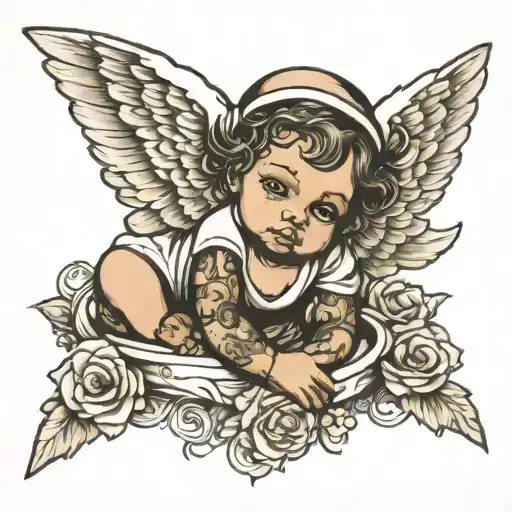 ghetto baby angel tattoo design idea