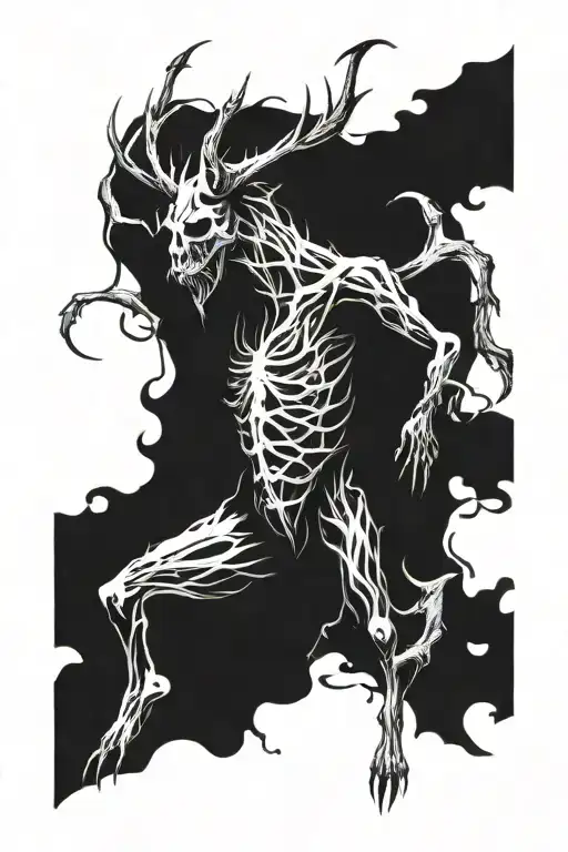 wendigo emerging tattoo design idea