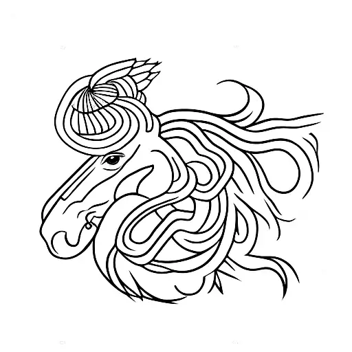 horse with snake and rooster tattoo design idea