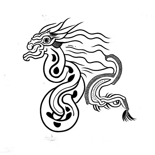 horse with snake and rooster Chinese themed tattoo design idea