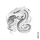 horse and snake and rooster separate  tattoo design idea