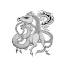 horse and snake and rooster separate  tattoo design idea