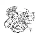 horse with snake and rooster tattoo design idea