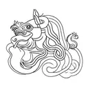 horse with snake and rooster tattoo design idea