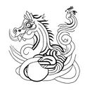 horse with snake and rooster tattoo design idea