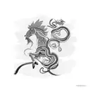 horse with snake and rooster separate  tattoo design idea