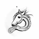 horse with snake and rooster separate  tattoo design idea