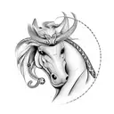 horse with snake and rooster separate  tattoo design idea