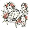 daddy twin daughters tattoo design idea