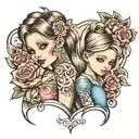 daddy twin daughters tattoo design idea