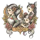daddy twin daughters tattoo design idea