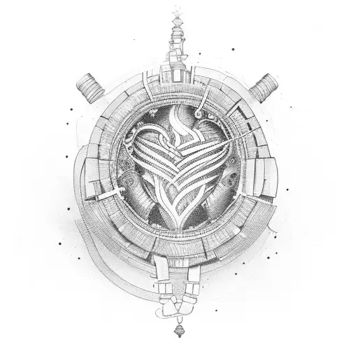 open heart with gear inside tattoo design idea