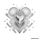 open heart with gear inside tattoo design idea