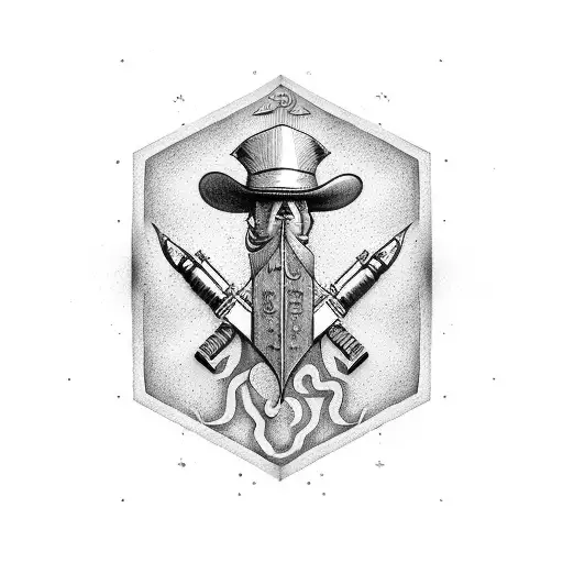 lucky number 13 guns spade sheriff tattoo design idea