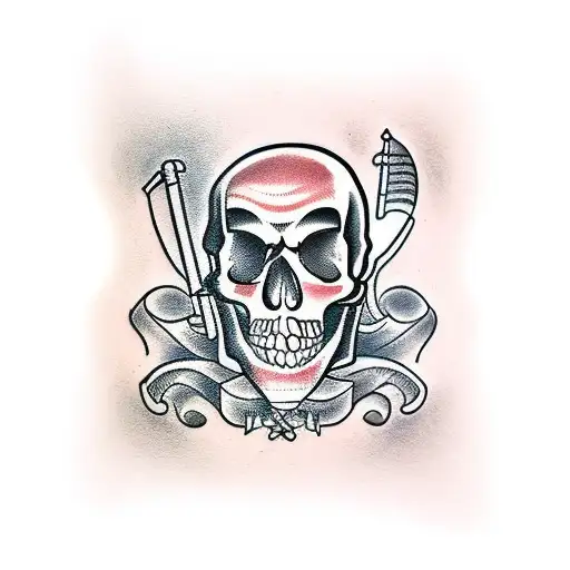 lucky 13 guns skull sheriff tattoo design idea