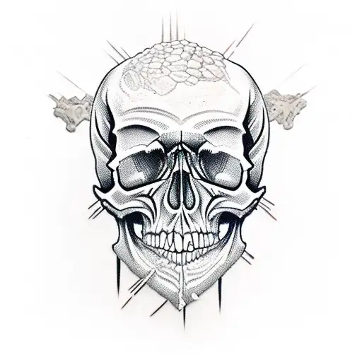 skull soldier gangster weapon scars tattoo design idea